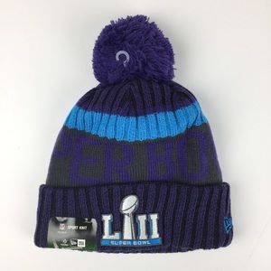 New Era Super Bowl LII 50 Purple Pom Winter Cap